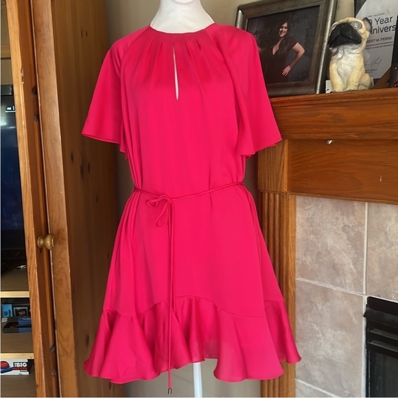 Ted Baker Elegant Pink Ruffle Women's Dress Sz US 8/10 Or Ted 3 - Picture 2 of 4